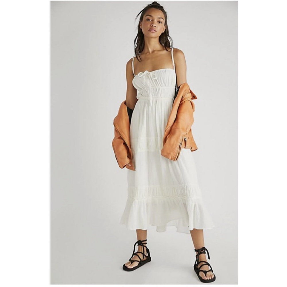 Brand New Free People White Taking Sides Maxi